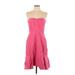 J.Crew Casual Dress - A-Line Strapless Sleeveless: Pink Solid Dresses - Women's Size 10 Petite