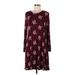 Old Navy Casual Dress - Mini High Neck Long sleeves: Burgundy Floral Dresses - Women's Size Medium