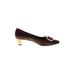 Prada Heels: Slip On Chunky Heel Work Brown Solid Shoes - Women's Size 41 - Pointed Toe