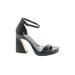 Circus Heels: Strappy Chunky Heel Minimalist Black Solid Shoes - Women's Size 6 - Open Toe