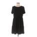 Tiana B. Casual Dress - Mini Scoop Neck Short sleeves: Black Print Dresses - Women's Size Medium