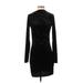 H&M Casual Dress - Party High Neck Long sleeves: Black Print Dresses - New - Women's Size Small