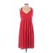 Max Studio Casual Dress - Party V-Neck Sleeveless: Red Solid Dresses - Women's Size Medium