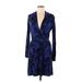 Deletta Casual Dress - A-Line V-Neck Long sleeves: Blue Dresses - Women's Size Medium