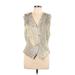 Liz Claiborne Tuxedo Vest: Short Gold Print Jackets & Outerwear - Women's Size 12 - Paisley Wash