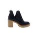 DV by Dolce Vita Ankle Boots: Slip On Chunky Heel Bohemian Black Solid Shoes - Women's Size 6 1/2 - Round Toe