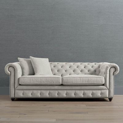 Logan Chesterfield Queen Sleeper Sofa - Mushroom Tilly Performance - Frontgate