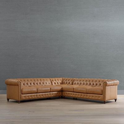 Logan Chesterfield 3-pc. Sofa Sectional - Harbour Troy Performance Leather - Frontgate