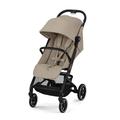 Cybex Gold Kinderwagen Beezy mit One-Pull Harness, Ab Geburt bis ca. 4 Jahre (max. 22 kg), Kompakt und ergonomisch, Almond Beige (Beige mit schwarzem Rahmen)