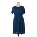 Shein Cocktail Dress Crew Neck Short sleeves: Blue Print Dresses - Women's Size 1X