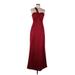 ABS Collection Cocktail Dress - A-Line Plunge Sleeveless: Burgundy Solid Dresses - Women's Size Medium