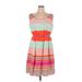 Tiana B. Casual Dress - Mini Scoop Neck Sleeveless: Orange Stripes Dresses - Women's Size 16