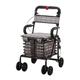 Rollator Walkers Walker,Folding Shopping Cart Trolley Elderly Helper Folding Wheelchair Six-Wheeled Seat with A Grocery Shopping Cart,Walker for The Seniors 80 Kg Load Walker (Bronze)