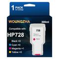 Woungzha Compatible Ink Cartridge 728 300ml High Yield Replacement for HP DesignJet T730 36-in Printer DesignJet T830 24-in MFP DesignJet T830 36-in MFP (1 Magenta)