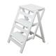 folding ladder 3 Step Ladder Stool, Foldable Solid Wood Ladder, Portable Lightweight Stepladder with Anti-Slip Wide Pedal, Wide Step Stool for Library Office Home 330lbs folding step ladder (Color :