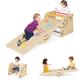 COSTWAY 6 in 1 Toddler Climbing Frame, Indoor Kids Climber Ladder with Reversible Ramp, Wooden Montessori Play Gym Set for Boys Girls