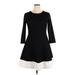Eliza J Casual Dress - Mini Crew Neck 3/4 sleeves: Black Color Block Dresses - Women's Size 14