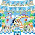 Blue Dog Birthday Party Supplies, Blue Dog Party Decorations, Blue Dog Birthday Banners and Cupcake Toppers, Blue Dog Birthday Backdrop Decorations for Boys and Girls (34PCS)