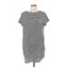 Lauren by Ralph Lauren Casual Dress - Mini Crew Neck Short sleeves: Gray Stripes Dresses - Women's Size Large