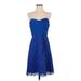 David's Bridal Cocktail Dress - A-Line Sweetheart Sleeveless: Blue Solid Dresses - Women's Size 6