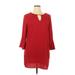 YOINS Cocktail Dress - Mini Keyhole 3/4 sleeves: Red Print Dresses - Women's Size X-Large