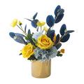 SmPinnaA Artificial Flowers for Decoration Artificial Flowers with Gold Vase Silk Rose Bouquet Flower Arrangements in Ceramic Vase for Wedding Home Desk Decor Artificial Flowers Plants