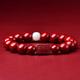 HAODUOO Feng Shui Bracelet Cinnabar Crystal Quartz Bracelet Red String Bracelet Good Luck Amulet Round Stretchy Beaded Bracelet Talisman Stone Vintage Crystal Bracelet Women Men,Red ?Cinnabar