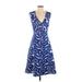 BCBGMAXAZRIA Cocktail Dress - A-Line V-Neck Sleeveless: Blue Dresses - Women's Size 2