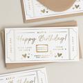 Gold Foil Scratch Birthday Voucher, Gift To Reveal Surprise Ticket, Coupon