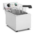 Royal Catering Stainless Steel Deep Fat Fryer Professional Single Basket RCEF 08EB (3,200 W, 8 L, Temperature Range: 50-200 °C, Cold Zone, Lid incl.)