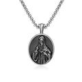 SATUSA Virgin Mary Men's Pendant Necklace, Gothic Vintage Christian Virgin Mary Necklace,Silver,70