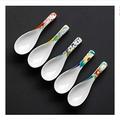 Cuiynice Spoons Color Ceramic Spoon Set ese Handmade Cherry Blossom Spoon Household Spoon Soup Spoon 5 Piece Set with Bright Color and Beautiful Flower Shape, Easy to Clean Spoons Silverware