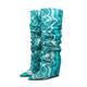 10.5Cm Fold Over Knee High Boots for Women Pointed Wedge Heel Knee Boot Wedge Heel Boot,Green,36