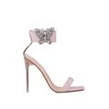 HJGTTTBN Sandals For Women Glass heel Bow Women shoes Sandals high heels Sandals Party Dress shoes Buckles pumps (Color : Pink, Size : 7.5)