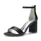 VACSAX Women's Chunky Block Heels Round Open Toe Back Zipper Satin Heeled Sandals Pumps Shoes for Wedding Party Evening,black,6 UK