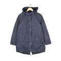 Barbour Oceanfront Wax Jacket Blue Full Zip Waxed Cotton Coat Hooded Size 8
