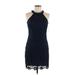 Lulus Cocktail Dress - Sheath Crew Neck Sleeveless: Blue Solid Dresses - New - Women's Size Medium