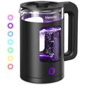 Haooair 1.5 Liter Electric Kettle, Glass Kettle with 7 Colored LED Lights, Boil Quiet, Boil-dry Protection, BPA Free