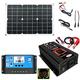 Solar System With 18W 12V Mono Solar Panel + DC 12/24V 30A Solar Charge Controller With Dual USB Port And LED Display + AC 220V/6000W Inverter, Fast Charging For Emergencys Supply