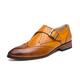 HJGTTTBN Leather Shoes Men Men's Shoes Brogue Shoes Brown PU Peather Monk Shoes Slip-on Loafers (Color : Yellow, Size : 5.5)