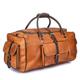 Ajuny Leather Large Travel Duffel Bags for Men and Women Full Grain Leather Carry on Weekender Overnight Side Pocket Bag 21 Inch Sports Gym Traveling Duffle Bag, Tan Brown
