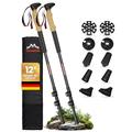 ALPENWERT Hiking Poles [Carbon & Aluminium] Walking Poles for Men and Women - Telescopic Trekking Poles with Cork Handle for Hiking, Nordic Walking and Ski Touring (Carbon)