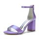 VACSAX Women's Chunky Block Heels Round Open Toe Back Zipper Satin Heeled Sandals Pumps Shoes for Wedding Party Evening,light purple,6 UK