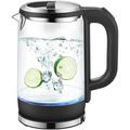 Kettles,Glass Electric Kettle,Eco Water Kettle with Illuminated Led, Bpa Free Cordless Water Boiler with Stainless Steel Inner Lid Bottom,Fast Boil Auto-Off Boil-Dry Protection,1.8L 1800W,/Black