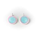 Pink & Light Blue Ceramic Earrings Handmade Round Shape Gift For Her Jewelry By Iana Kaisheva