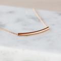 Rose Gold Bar Necklace, Dainty 14K Fill Curved Minimalist Minimal Necklace