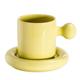 KJUcnHYAC Coffee Cup Creative Ceramic Mug Set Candy Color Milk Coffee Cup with Dessert Plate and Round Handle Coffee Cup Suitable for Tea Parties