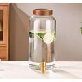 Drink Dispenser, Glass Drink Dispenser with Stand, Beverage Machine with Wooden Stand, 304 Stainless Spigot, Gallons Iced or Hot Beverage Dispenser, for Parties, High Capacity (Size : 4L)