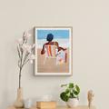 Beach Framed Print , Summer Painting Wall Art Colorful Sun Bed Deck Chair Travel Fine Art, Home Decor 18x24 24x32 30x40