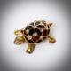 Vintage Cabouchon Tortoise Brooch, 18Ct Gold Plate, Enamel & Austrian Crystal